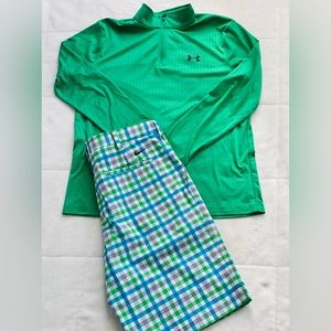 Under Armour heat gear 3/4 zip long sleeve golf shirt loose fit LARGE